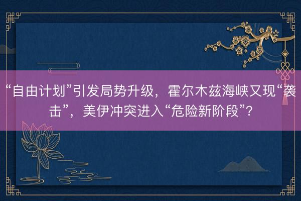 “自由计划”引发局势升级，霍尔木兹海峡又现“袭击”，美伊冲突进入“危险新阶段”？
