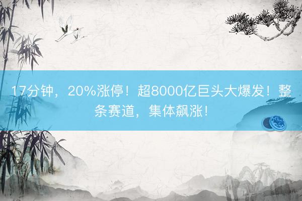 17分钟，20%涨停！超8000亿巨头大爆发！整条赛道，集体飙涨！