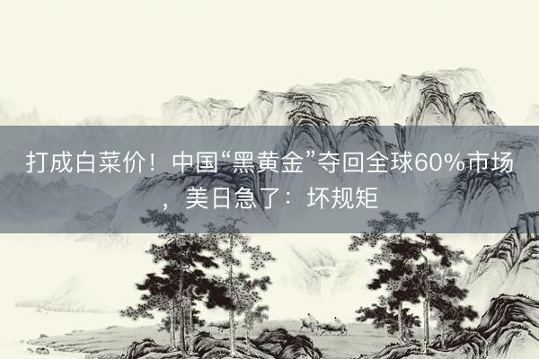 打成白菜价！中国“黑黄金”夺回全球60%市场，美日急了：坏规矩
