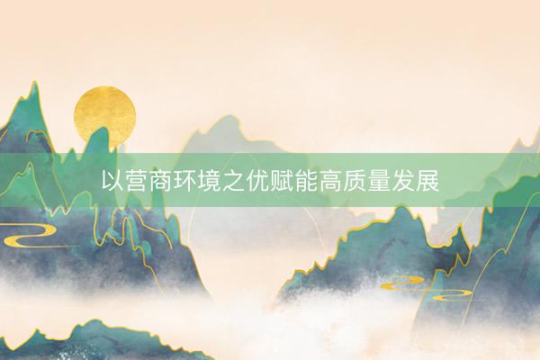 以营商环境之优赋能高质量发展