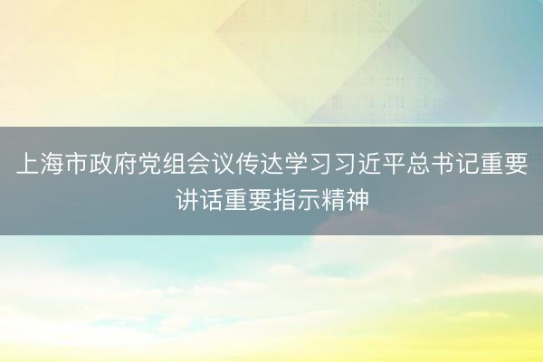 上海市政府党组会议传达学习习近平总书记重要讲话重要指示精神