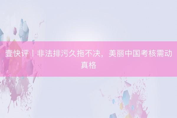 壹快评丨非法排污久拖不决，美丽中国考核需动真格