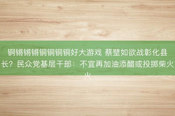 锕锵锵锵铜铜铜铜好大游戏 蔡壁如欲战彰化县长？民众党基层干部：不宜再加油添醋或投掷柴火