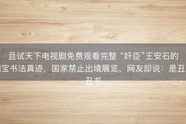 且试天下电视剧免费观看完整 “奸臣”王安石的国宝书法真迹，国家禁止出境展览，网友却说：是丑书