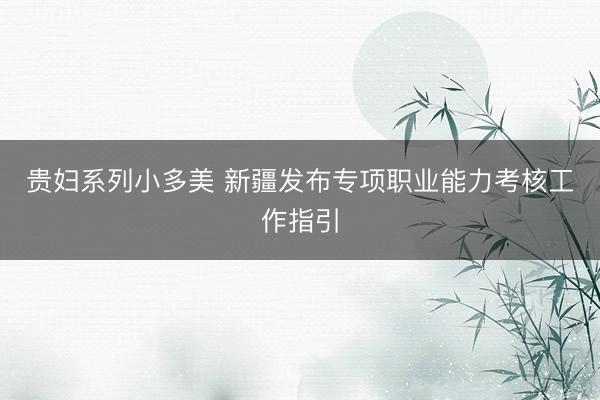 贵妇系列小多美 新疆发布专项职业能力考核工作指引