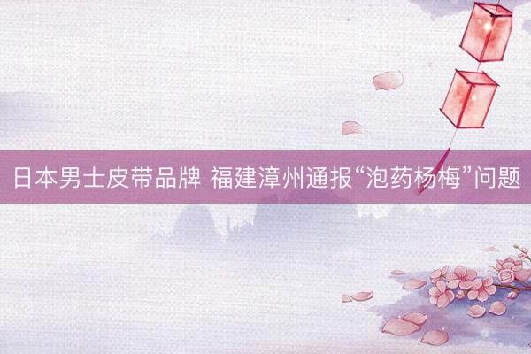 日本男士皮带品牌 福建漳州通报“泡药杨梅”问题