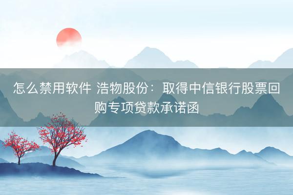 怎么禁用软件 浩物股份：取得中信银行股票回购专项贷款承诺函