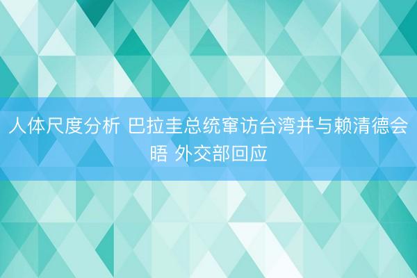 人体尺度分析 巴拉圭总统窜访台湾并与赖清德会晤 外交部回应