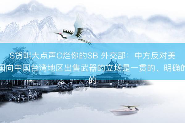 S货叫大点声C烂你的SB 外交部：中方反对美国向中国台湾地区出售武器的立场是一贯的、明确的