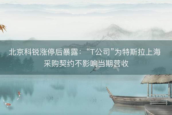 北京科锐涨停后暴露：“T公司”为特斯拉上海 采购契约不影响当期营收