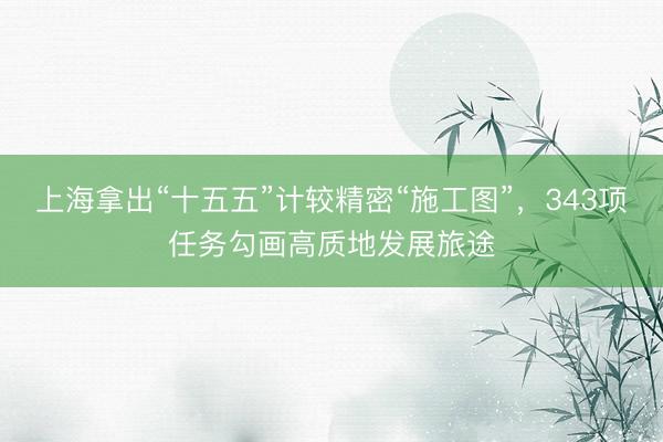 上海拿出“十五五”计较精密“施工图”，343项任务勾画高质地发展旅途