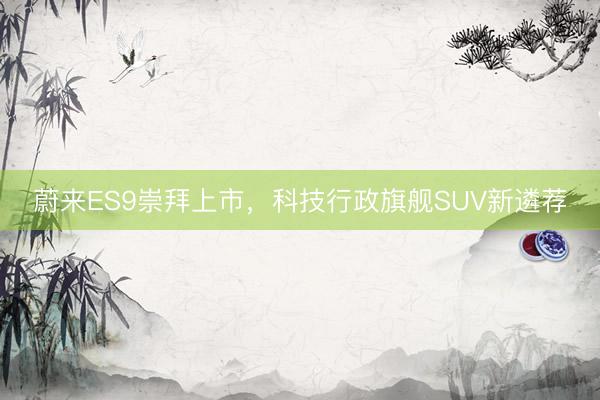蔚来ES9崇拜上市，科技行政旗舰SUV新遴荐