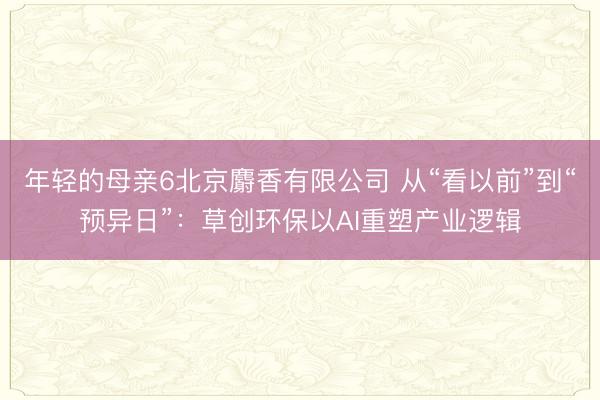 年轻的母亲6北京麝香有限公司 从“看以前”到“预异日”：草创环保以AI重塑产业逻辑