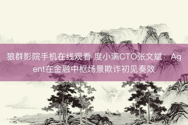 狼群影院手机在线观看 度小满CTO张文斌：Agent在金融中枢场景欺诈初见奏效