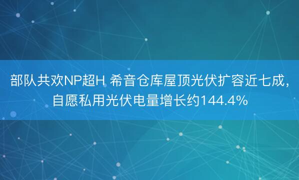 部队共欢NP超H 希音仓库屋顶光伏扩容近七成，自愿私用光伏电量增长约144.4%