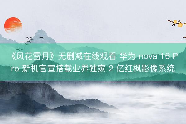 《风花雪月》无删减在线观看 华为 nova 16 Pro 新机官宣搭载业界独家 2 亿红枫影像系统