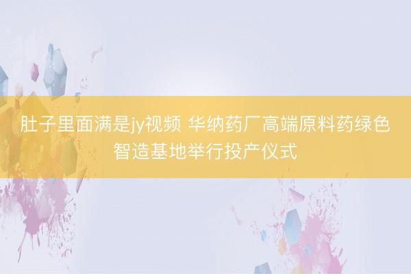 肚子里面满是jy视频 华纳药厂高端原料药绿色智造基地举行投产仪式