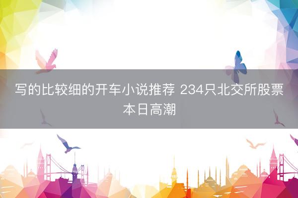 写的比较细的开车小说推荐 234只北交所股票本日高潮
