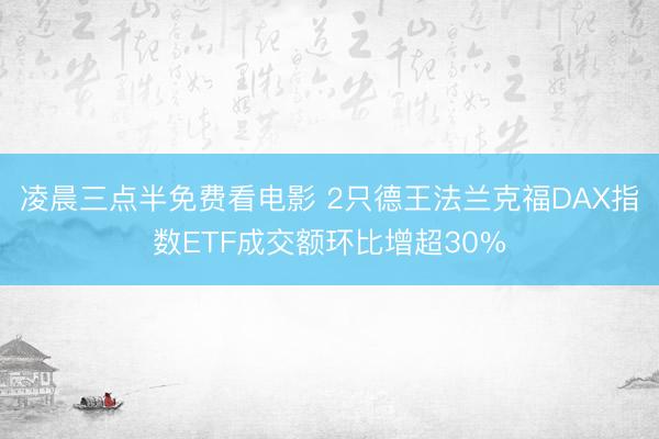 凌晨三点半免费看电影 2只德王法兰克福DAX指数ETF成交额环比增超30%