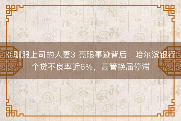 巜驯服上司的人妻3 亮眼事迹背后：哈尔滨银行个贷不良率近6%，高管换届停滞