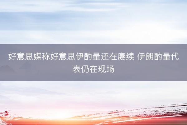 好意思媒称好意思伊酌量还在赓续 伊朗酌量代表仍在现场